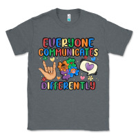 Charcoal Heather everyone communicates differently Classic Tee - MaliasSmallBusiness