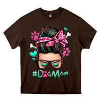 Chocolate Brown dog mom messy bun Heavy Core Tee - Zillion Design Studio