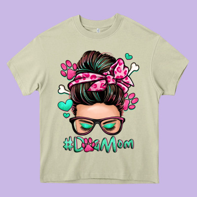 Dog Mom Messy Bun Heavy Core Tee Designed By Zillion Design Studio