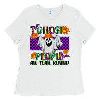 White I Ghost People All Year Round Ladies Tee - texasbilliewilder