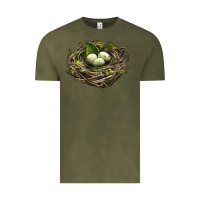 Vintage Olive Bird Nest With Eggs Vintage Tee - LillyAllenDesigns