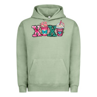 Pigment Oil Green xoxo coffee cups Urban Hoodie - OliviaCreatesArt