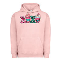 Pigment Salmon xoxo coffee cups Urban Hoodie - OliviaCreatesArt