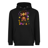 Black mardi gras mama afro messy bun Heavyweight Hoodie - texasbilliewilder