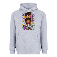 Mardi Gras Mama Afro Messy Bun Heavyweight Hoodie | Teevron