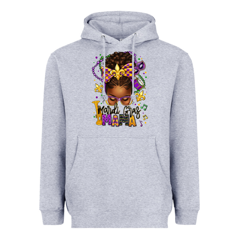 Mardi Gras Mama Afro Messy Bun Heavyweight Hoodie by texasbilliewilder | Teevron