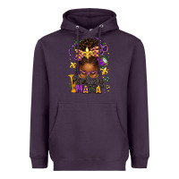 Plum mardi gras mama afro messy bun Heavyweight Hoodie - texasbilliewilder