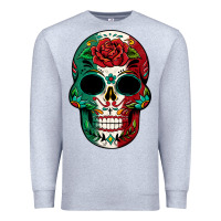 Heather Grey Mexican Skull Premium Sweatshirt - texasbilliewilder