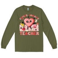 Army Green cupid's favorite teacher Long Sleeve Tee - MaliasSmallBusiness