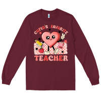 Burgundy cupid's favorite teacher Long Sleeve Tee - MaliasSmallBusiness