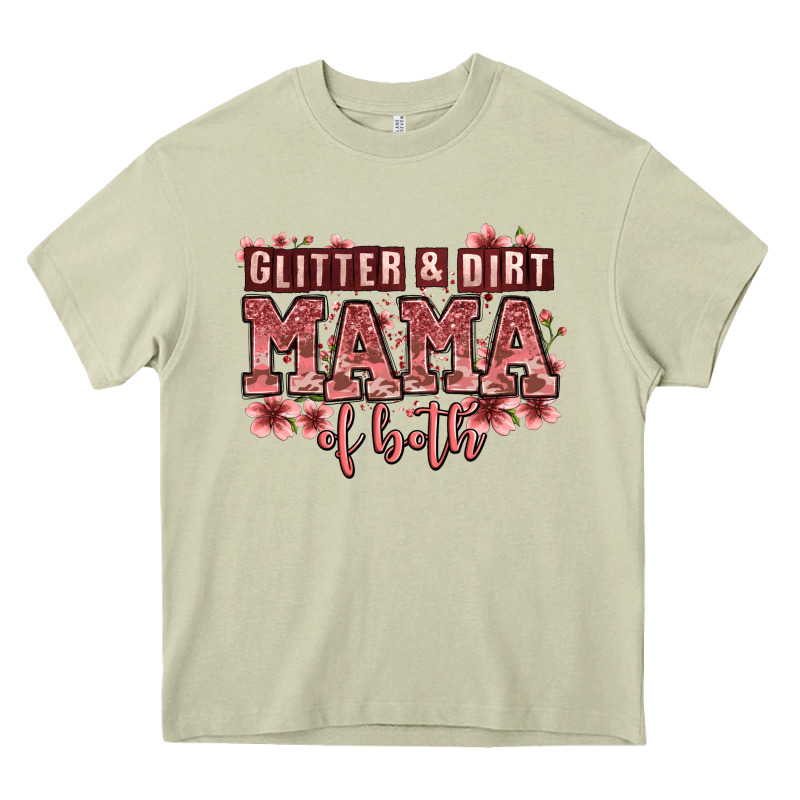 Glitter And Dirt Mama Of Both Girls Heavy Core Tee by Zillion Design Studio | Teevron