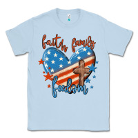 Dusty Blue faith family freedom Classic Tee - MaliasSmallBusiness