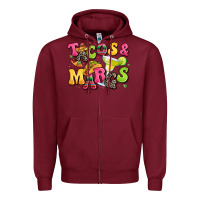 Burgundy tacos and margaritas Zipper Hoodie - LillyAllenDesigns