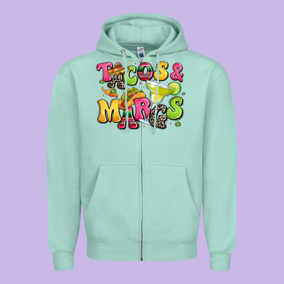 Tacos And Margaritas Zipper Hoodie Designed By Lillyallendesigns