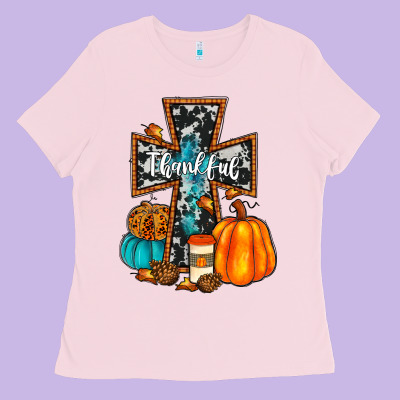Thankful Cross Ladies Tee Designed By Jahusdesignshop