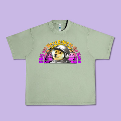 Doge Coin Hodl On We're Going To The Moon Retro Sunset Urban Heavy Tee Designed By Jasminsmagicworld