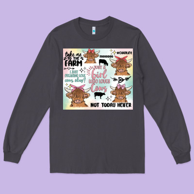 Cow Farm Life Long Sleeve Tee Designed By Maliassmallbusiness