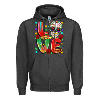 Charcoal Heather cinco de mayo love Zipper Hoodie - LillyAllenDesigns