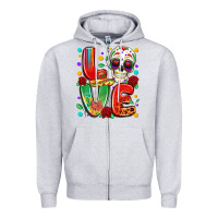 Heather Grey cinco de mayo love Zipper Hoodie - LillyAllenDesigns