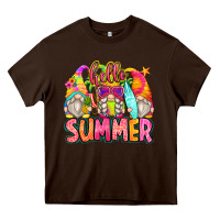 Chocolate Brown hello summer gnomes Heavy Core Tee - Zillion Design Studio