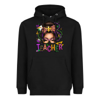 Black mardi gras teacher caucasian messy bun Heavyweight Hoodie - texasbilliewilder