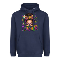 Navy mardi gras teacher caucasian messy bun Heavyweight Hoodie - texasbilliewilder