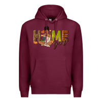 Burgundy Home girl Fall afro girl Premium Hoodie - NancyCooperArtShop