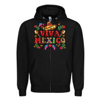 Black viva mexico Zipper Hoodie - LillyAllenDesigns