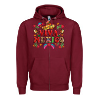 Burgundy viva mexico Zipper Hoodie - LillyAllenDesigns