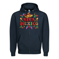 Navy viva mexico Zipper Hoodie - LillyAllenDesigns