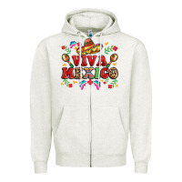 Oatmeal Heather viva mexico Zipper Hoodie - LillyAllenDesigns
