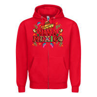 Red viva mexico Zipper Hoodie - LillyAllenDesigns