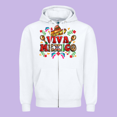 Viva Mexico Zipper Hoodie Designed By Lillyallendesigns