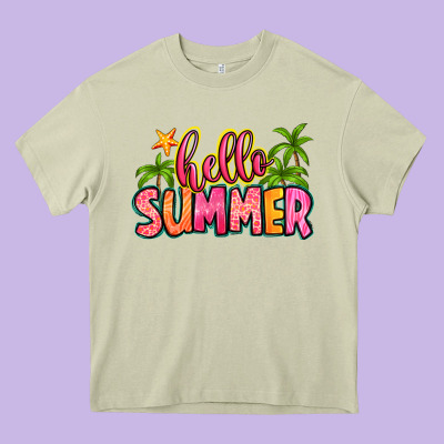 Hello Summer Heavy Core Tee Designed By Zillion Design Studio