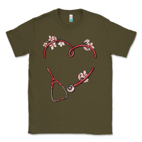 Army Green custom heart stethoscope Classic Tee - MaliasSmallBusiness