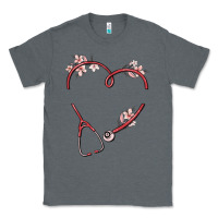 Charcoal Heather custom heart stethoscope Classic Tee - MaliasSmallBusiness