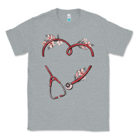 Heather Grey custom heart stethoscope Classic Tee - MaliasSmallBusiness
