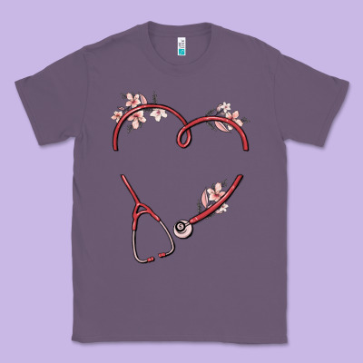 Custom Heart Stethoscope Classic Tee Designed By Maliassmallbusiness
