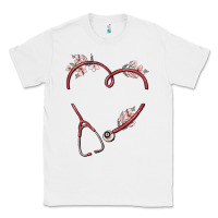 White custom heart stethoscope Classic Tee - MaliasSmallBusiness