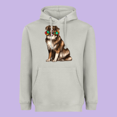 Australian Shepherd With Rope Toy Heavyweight Hoodie Designed By Texasbilliewilder