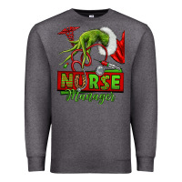Charcoal Heather grinch hand nurse manager Premium Sweatshirt - NancyCooperArtShop
