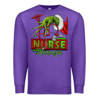 Purple grinch hand nurse manager Premium Sweatshirt - NancyCooperArtShop