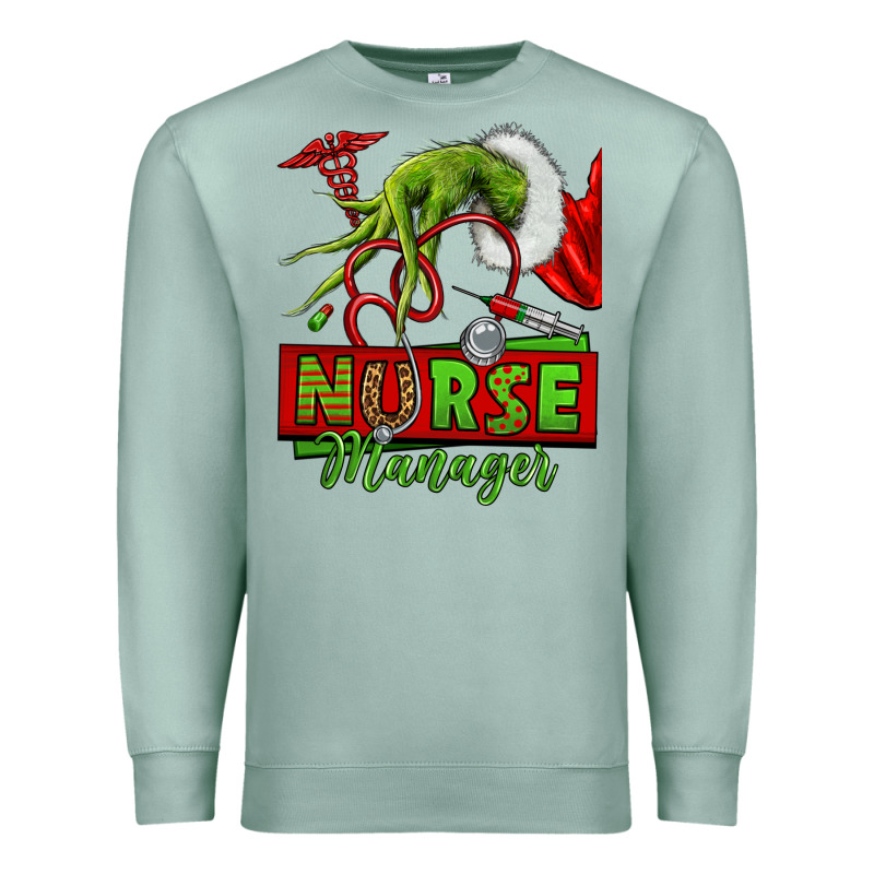 Grinch Hand Nurse Manager Premium Sweatshirt by NancyCooperArtShop | Teevron