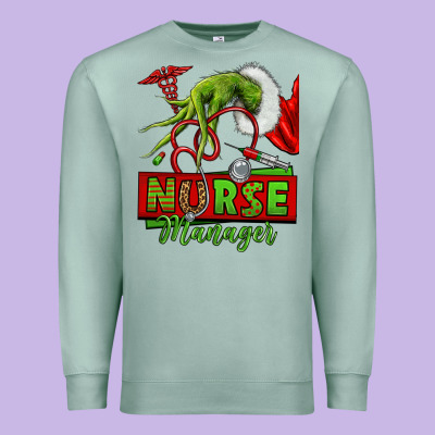 Grinch Hand Nurse Manager Premium Sweatshirt Designed By Nancycooperartshop