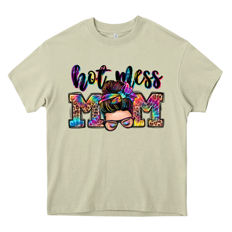Hot Mess Mom Messy Bun Heavy Core Tee by Zillion Design Studio | Teevron