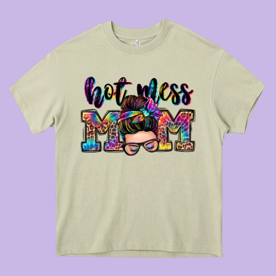 Hot Mess Mom Messy Bun Heavy Core Tee Designed By Zillion Design Studio