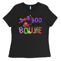 Black I Put The Boo In The Boujie Messy Bun Ladies Tee - texasbilliewilder