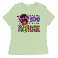 Matcha I Put The Boo In The Boujie Messy Bun Ladies Tee - texasbilliewilder