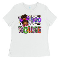I Put The Boo In The Boujie Messy Bun Ladies Tee | Teevron