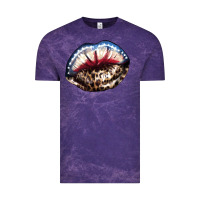 Cloud Purple American lips leopard Vintage Tee - NancyCooperArtShop